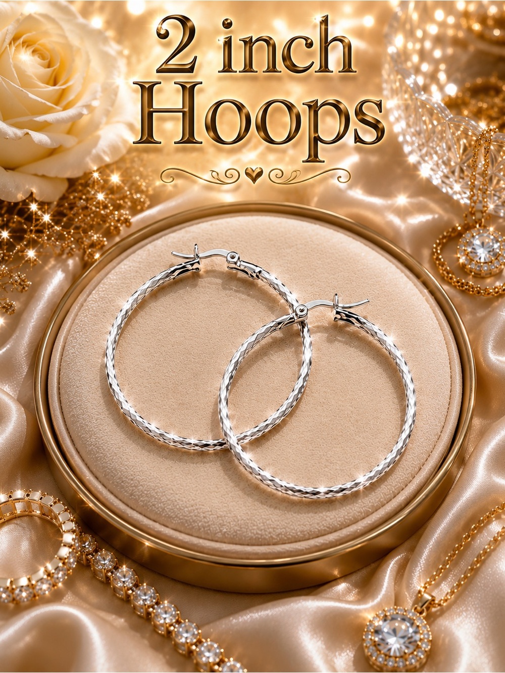 🎁 NWOT .925 Sterling Silver Textured Hoop Earrings